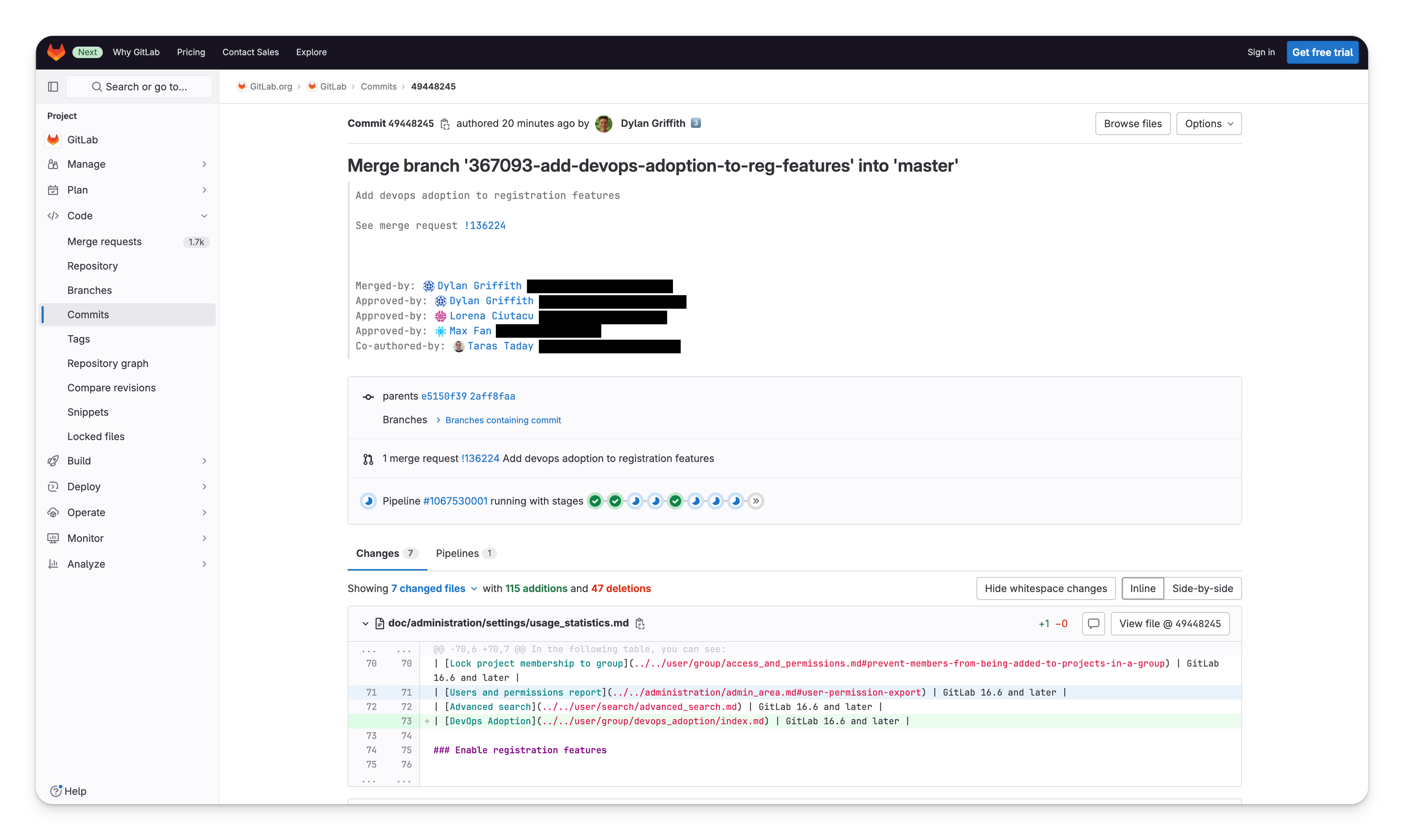 GitLab code review screenshot