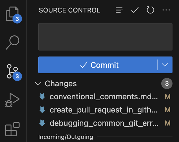 screenshot of source control