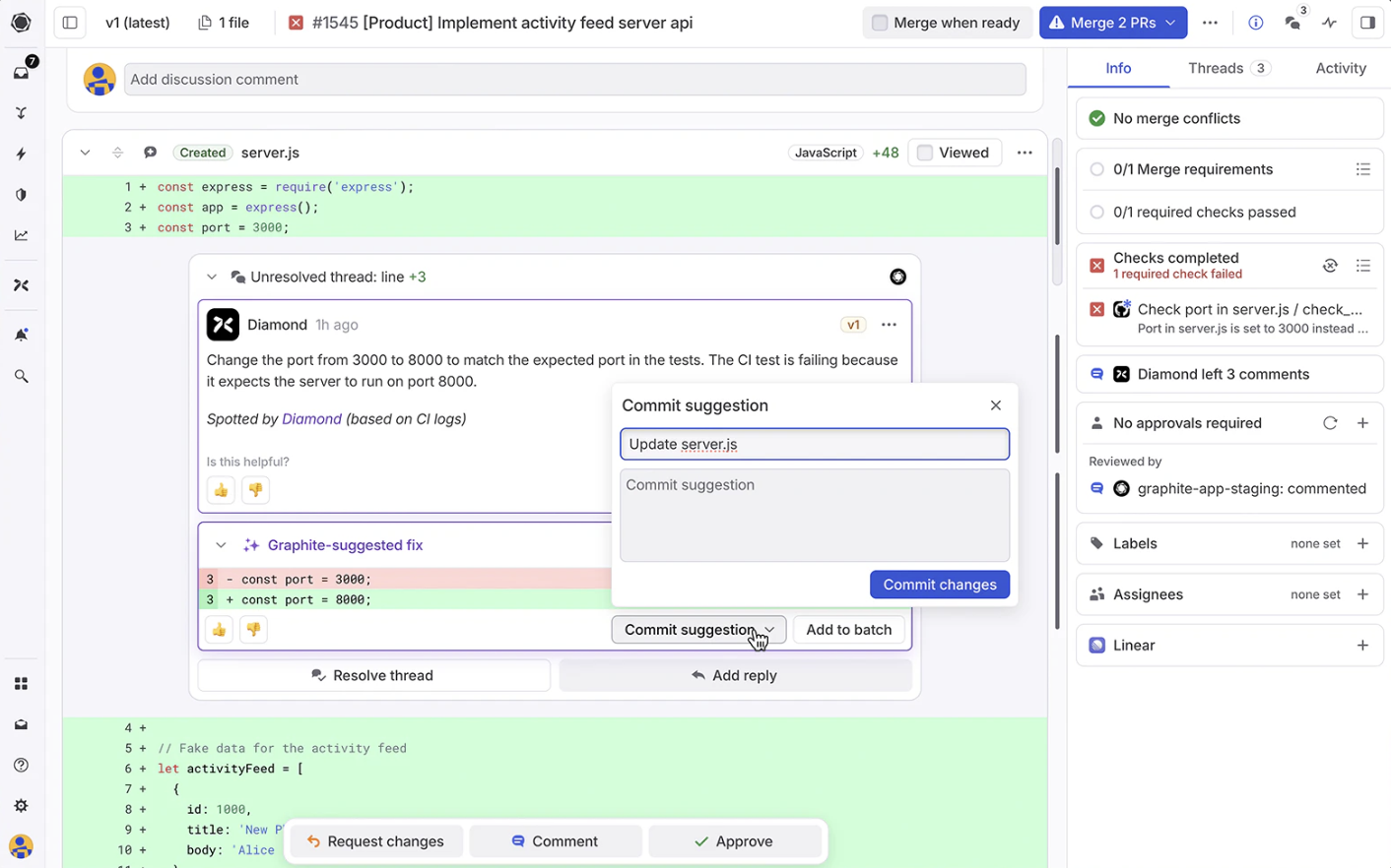 screenshot of diamond comment