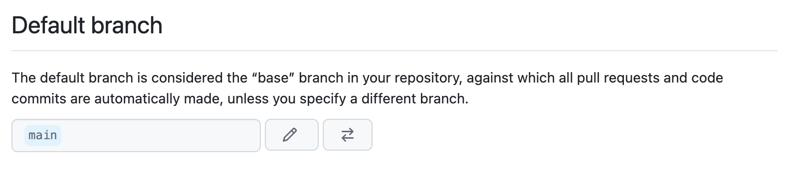 Screenshot of default branch