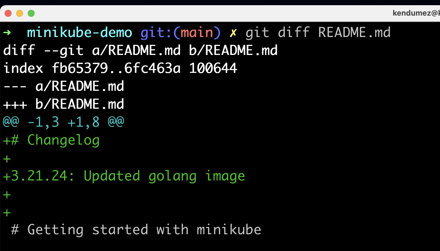 output of git diff with filename