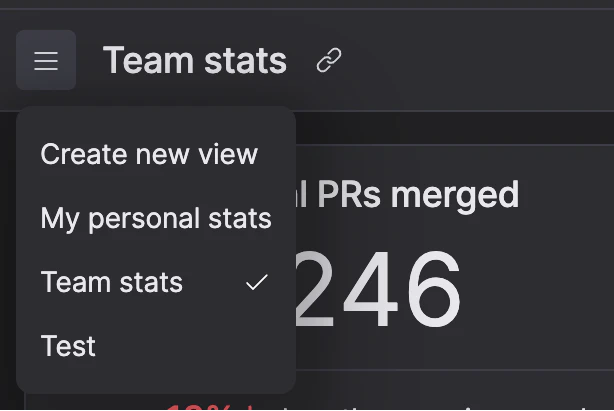 close up of the Insights team stats menu with "team stats" selected