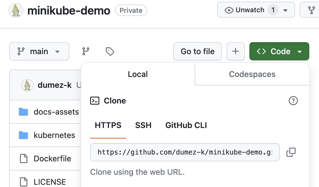 screenshot of where to find a repo url on github