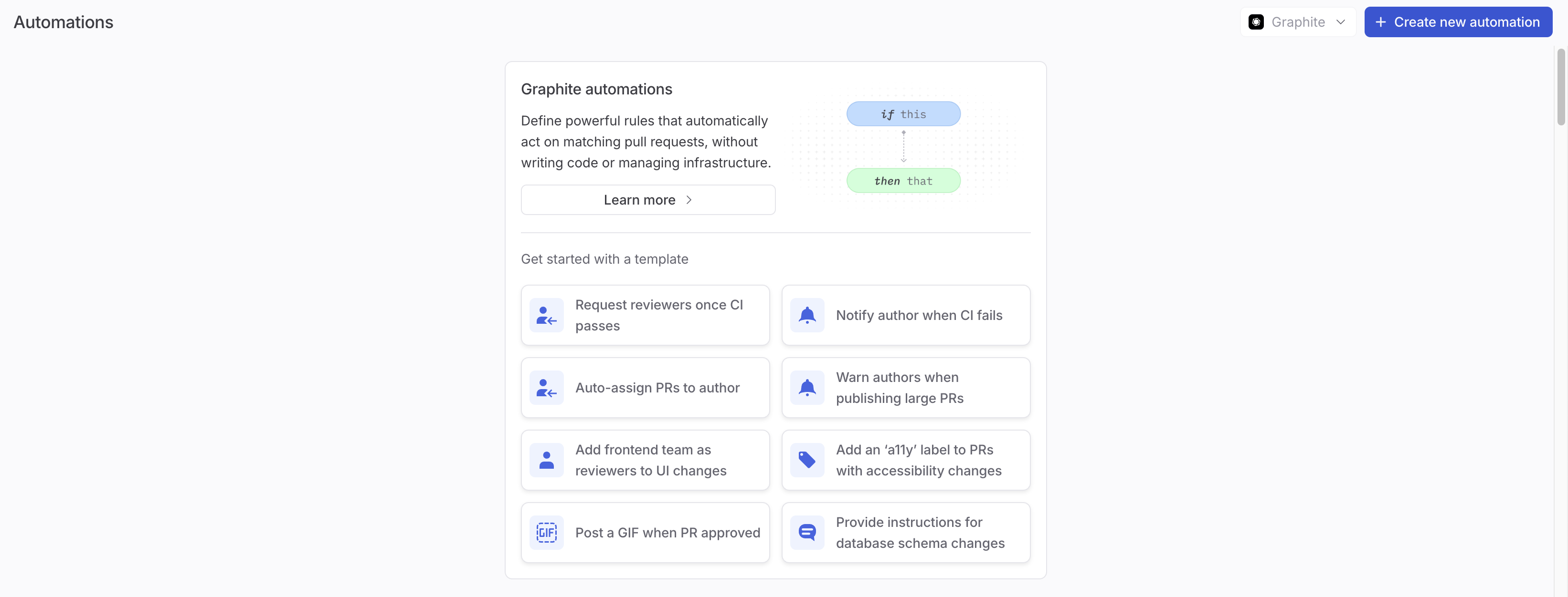 screenshot of automations