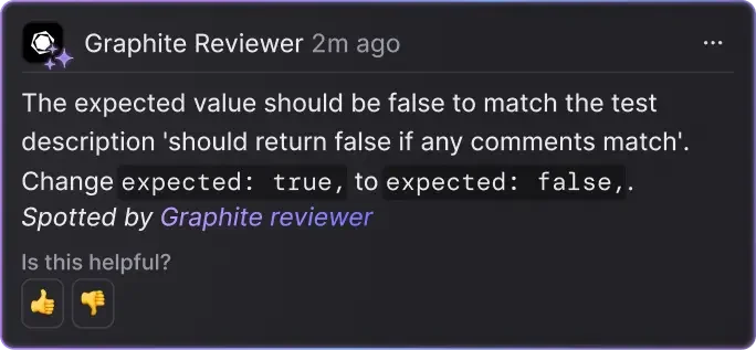 A Graphite Reviewer comment correcting a logic inconsistency