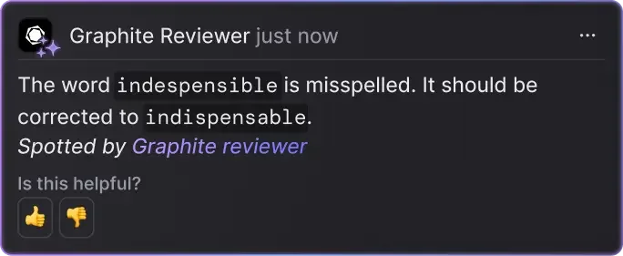 A Graphite Reviewer comment correcting a spelling mistake